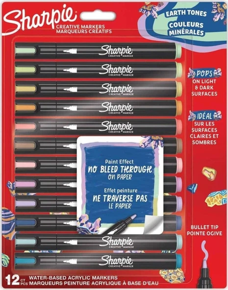 Sharpie Markör Akrilik Doğa Tonları Yuvarlak Uç 12 Li Bl Sh-2213421 ürün görseli 1
