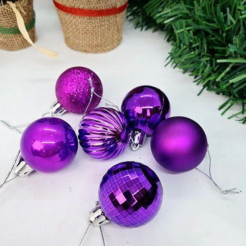 Yılbaşı Top Süs Mor 4cm 6lı Mat Parlak ürün görseli 1