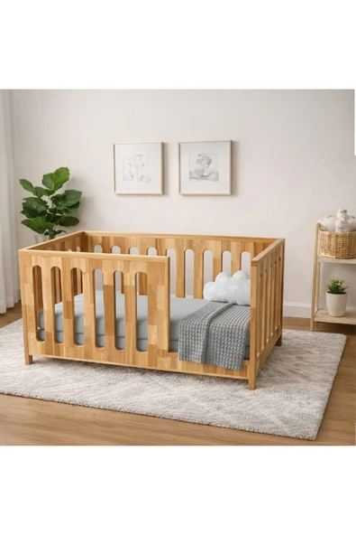 terra ws Montessori Yatak Kayın Masif – Doğal Ahşap Bebek & Çocuk Karyolası | Capricornus 60 cm Yükseklik ürün görseli 1