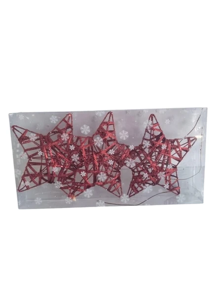 Yılbaşı Tel Yıldız 15 cm 3lü 3 Boyutlu Kırmızı ürün görseli 1