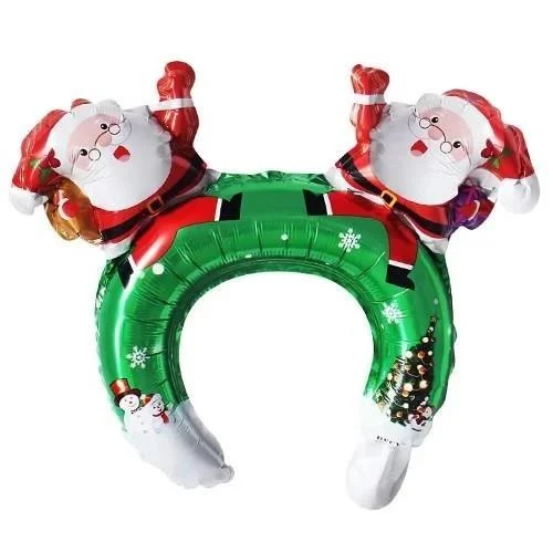 Yılbaşı Folyo Balon Noel Babalı Folyo Taç 33x30cm ürün görseli 1