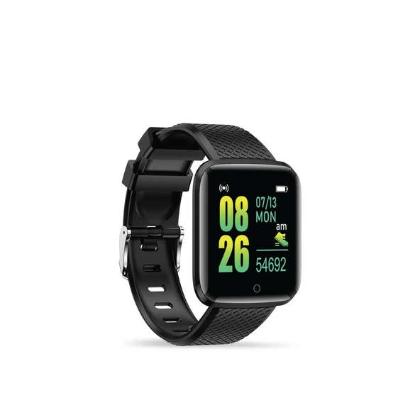 Polosmart PSSW22 Titreşimli Adım Sayar Müzik Kontrol Spor Mod Bluetooth Akıllı Saat Siyah ürün görseli 1