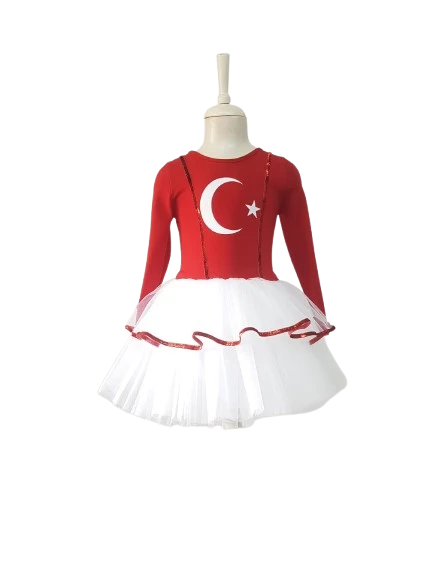 GALA Türk Bayraklı 4-5Y.tütü kırm.beyaz kostüm ürün görseli 1