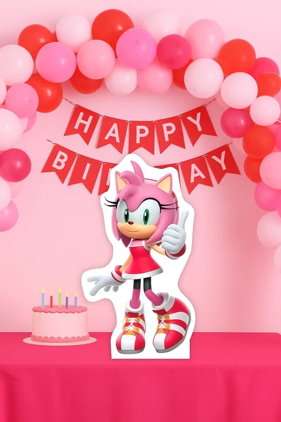 Ayaklı pano Sonic Boom 33x24 Amy Pembe Masa Dekoru Çocuk Odası Dekoru Pembe ürün görseli 1