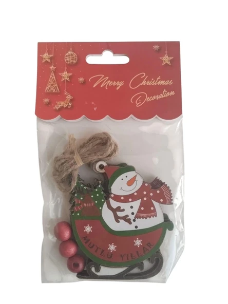 Yılbaşı Ağaç Süsü Ahşap Mdf 3lü Paket - Resim 2