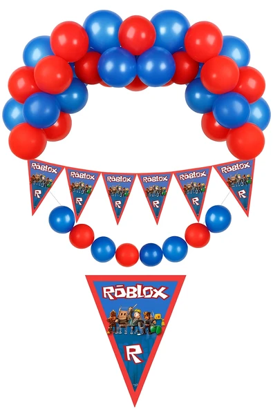 Bayrak Roblox Flama Üçgen Kırlangıç Bayrak 2m uzunluk Kalın Karton Doğum Günü Dekor Süsü ürün görseli 1