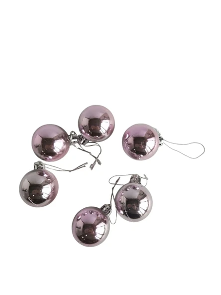 Yılbaşı Top Süs Parlak Pembe 4cm 6lı - Resim 2