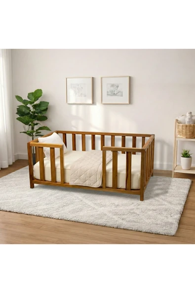 terra ws Montessori Karyola Kayın Ağacı – Ortadan Kapısız Ayaklı Ahşap Bebek & Çocuk Yatağı | 60 cm Yükseklik ürün görseli 1