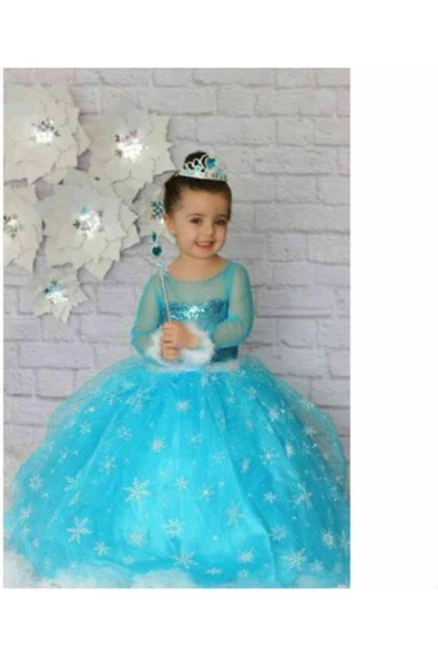 Tarlatanlı Frozen Kol Tül 6-7 Y.saç-taç-asa kostüm ürün görseli 1