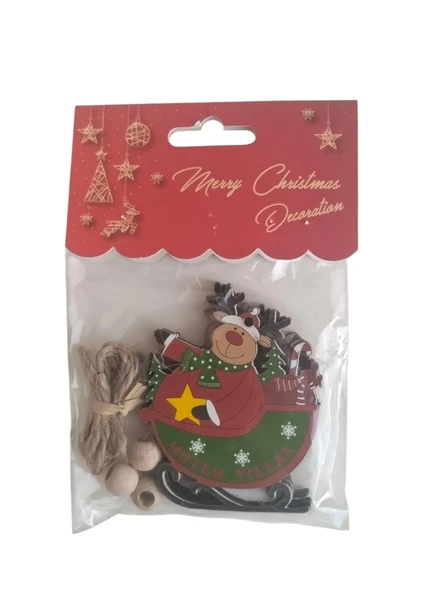 Yılbaşı Ağaç Süsü Ahşap Mdf 3lü Paket - Resim 2