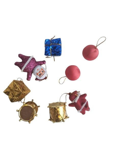 Yılbaşı Süs Karma 8li Noel Babalı - Resim 2