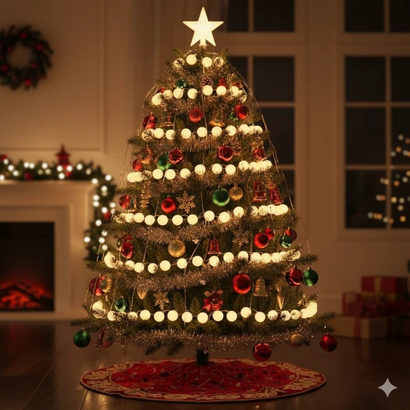 2 Metre Pilli Boncuk Top Led Işık – 10'lu Yılbaşı Dekor Aydınlatma Modeli ürün görseli 1