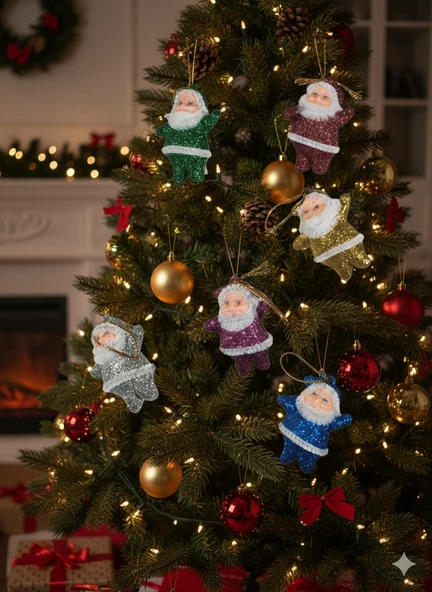 Yılbaşı Noel Baba Figürleri 5cm 6lı Renkli ürün görseli 1