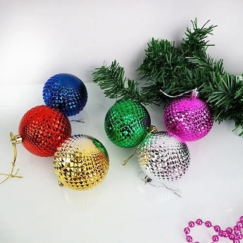 Yılbaşı Tırtıklı Top Süs 6cm 6lı Mix Renkler ürün görseli 1