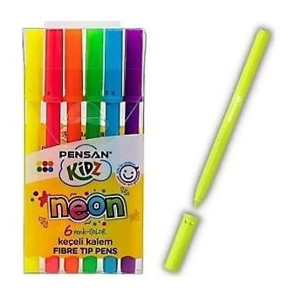 Pensan Keçeli Kalem 6 Renk Neon Kesik Uç 99095 ürün görseli 1