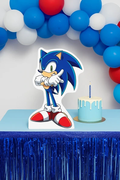 Ayaklı pano Sonic Boom 33X24 cm Mavi Kirpi Doğum Günü Masa Dekoru Çocuk Odası Süsü ürün görseli 1