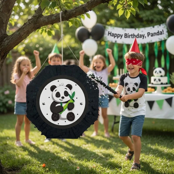 Panda Pinyata 42 cm Sopalı Doğum Günü Parti Oyunu Şeker Doldurulabilir ürün görseli 1