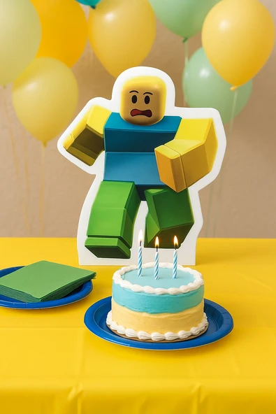Ayaklı Pano Roblox Noob Temalı 33x29 cm Doğum Günü Masa Dekoru Çocuk Odası Süsü ürün görseli 1