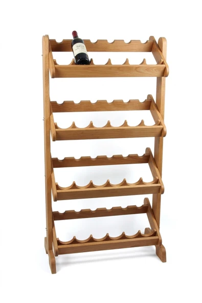terra ws Doğal Ahşap 24’lü Şarap Standı Masif Rustik Raf 70 x 120 x 35 cm ürün görseli 1