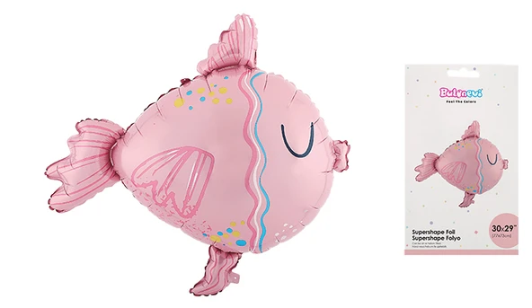 Folyo Balon 77x73 Balık Sevimli Pembe Balık - Resim 2