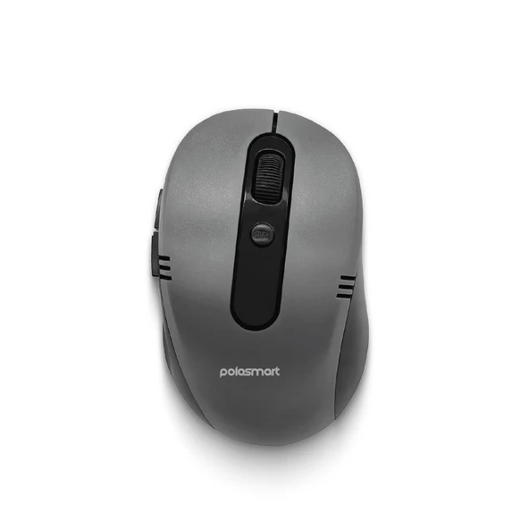 Polosmart PSWM21 Ergonomik Pilli Kablosuz Optik 6 Tuşlu 1600 DPI Mouse Gri ürün görseli 1