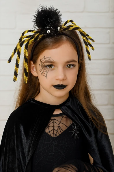 Halloween CadılarTaç Örümcek Ayaklı Çizgili Altın ürün görseli 1