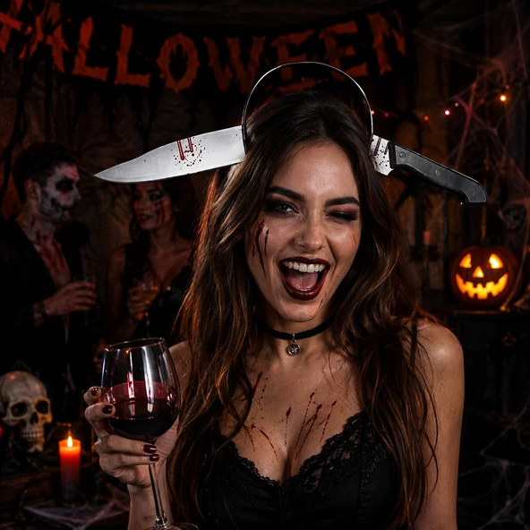 Halloween Bıçak Modeli Taç Cadılar Bayramı Kostüm Parti Aksesuarı Dekoru ürün görseli 1