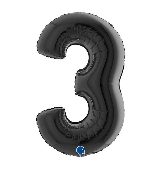 3 Rakam Folyo Balon Siyah 40Inc 100cm ürün görseli 1