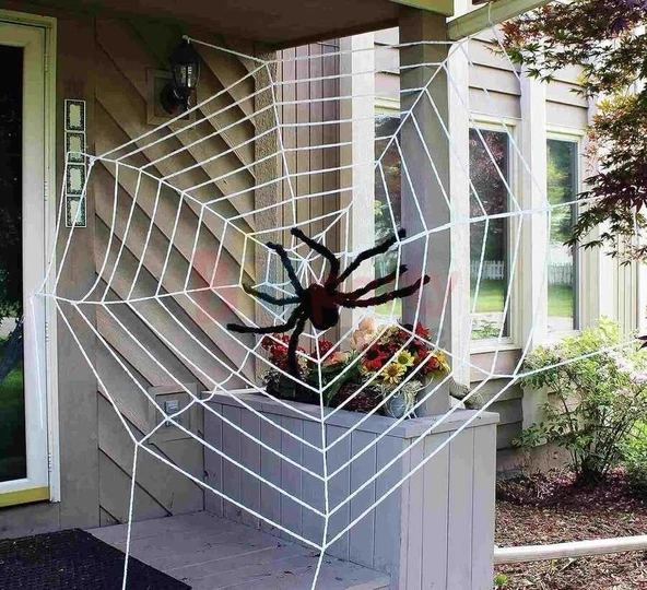 Halloween Hallowen Örümcek Ağı Beyaz 100x100cm ürün görseli 1