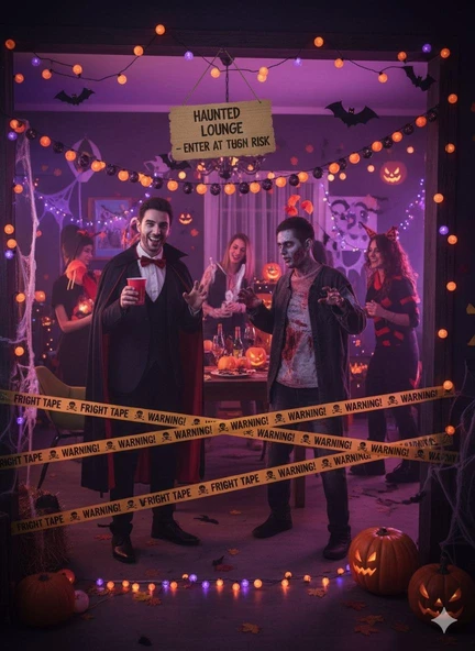 Halloween Cadılar Bayramı Emniyet Şeridi Warning 6metre 7.5cm en Sarı Emniyet Şeridi Bandı ürün görseli 1
