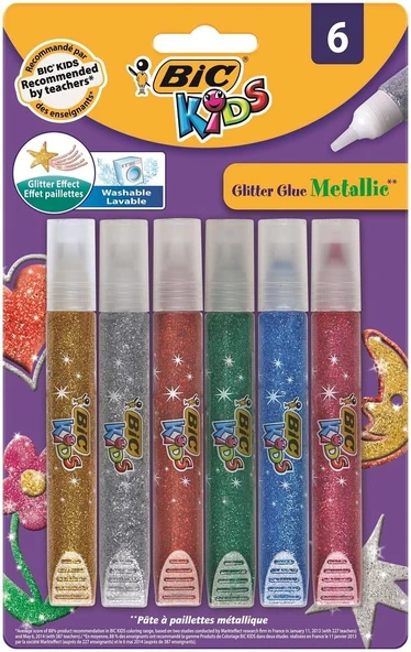Metalik simli yapıştırıcı 6 lı bister BİC ürün görseli 1