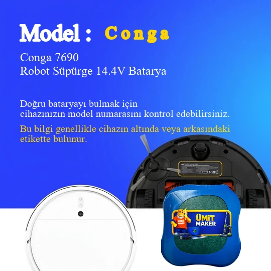Conga 7690 Robot Süpürge 3200 mAh Batarya - Resim 2