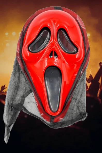 Halloween Maske Çığlık arkası tüllü Kırmızı ürün görseli 1