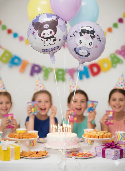 45 cm – Kuromi Temalı Mor Çift Yüzlü Perti Folyo Balon ürün görseli 1