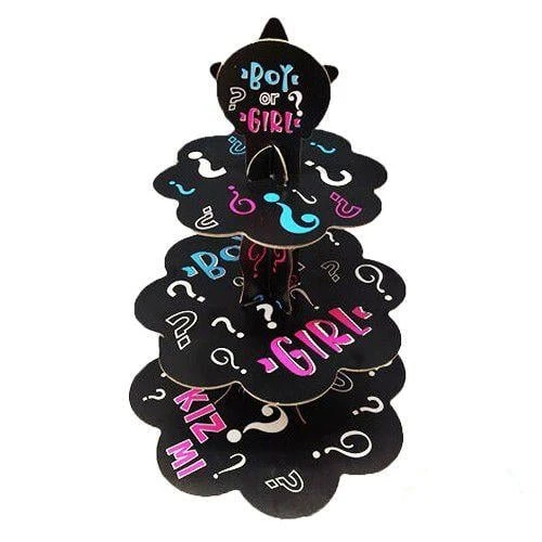Cupcake 3 Katlı Stand CİNSİYET PARTİSİ siyah zemin ürün görseli 1