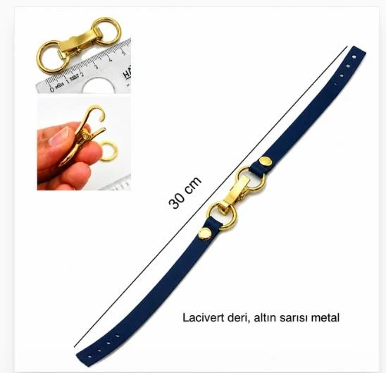 Çanta Aksesuar Lacivert Renk Kancalı Böce, Kilit, Gold Metalli ürün görseli 1