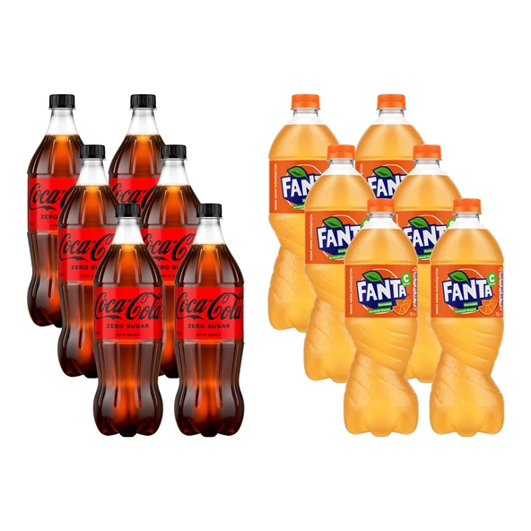 Coca-Cola Zero 1 lt - Fanta 1 lt 12 li Karma Koli ürün görseli 1