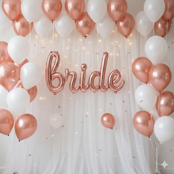Folyo Balon ile Bride  El Yazı ile Rose gold Renginde 90 cm kaliteli folyo ürün görseli 1