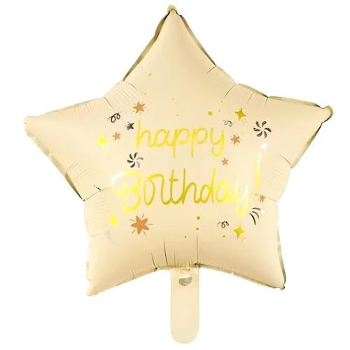 Folyo Balon 18 inç 45cmYILDIZ happy birthday krem ürün görseli 1