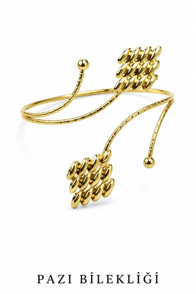 Spiral Kıvrımlı Model Gold Renk Ayarlanabilir Kol Pazu Bilekliği ürün görseli 1