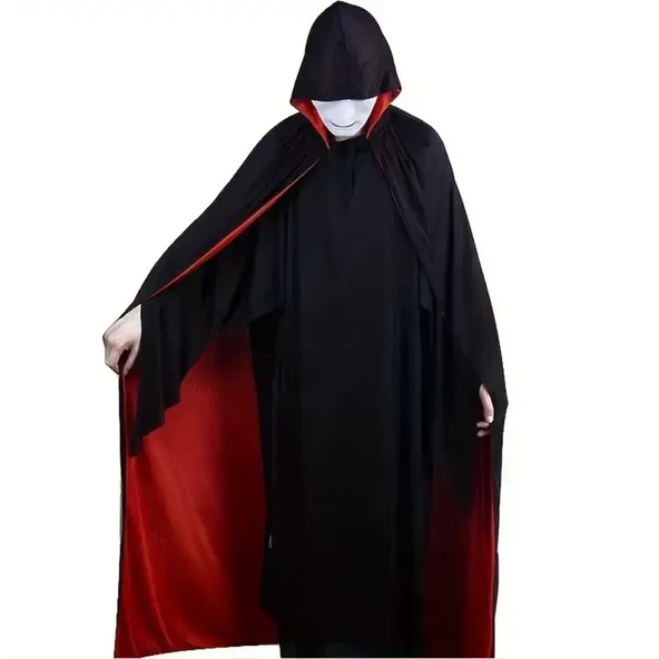 Halloween Pelerin Çift Taraflı Kapüşonlu 150cm - Resim 2