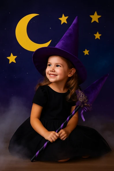 Halloween Cadı Süpürgesi Tüllü Mor - Resim 3