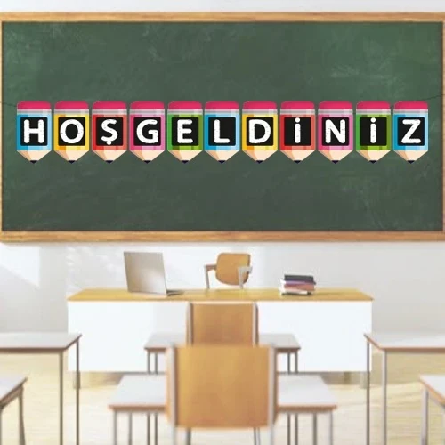 Dekoratif Banner Hoşgeldiniz yazı asma okul süsü ürün görseli 1