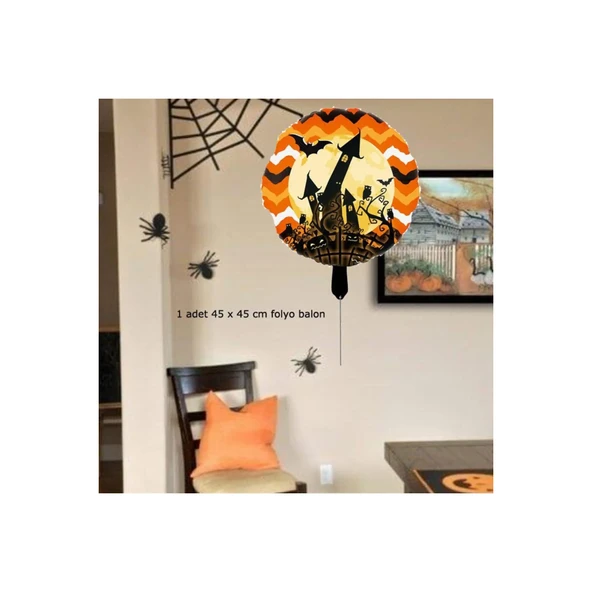 Folyo balon Halloween şatolu 45x45 - Resim 3