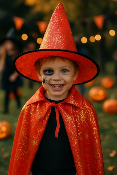 Hallowen pelerin şapka Kırmızı Örümcek Ağlı ürün görseli 1