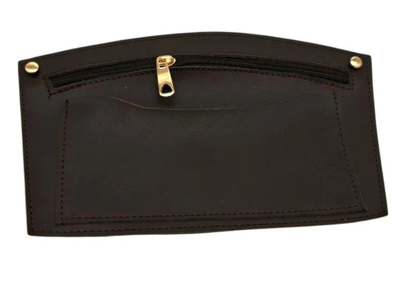 Çanta Aksesuar 24x15 cm Koyu Kahve  Renk Troklu Suni Deri Cep Light Gold Metalli ürün görseli 1
