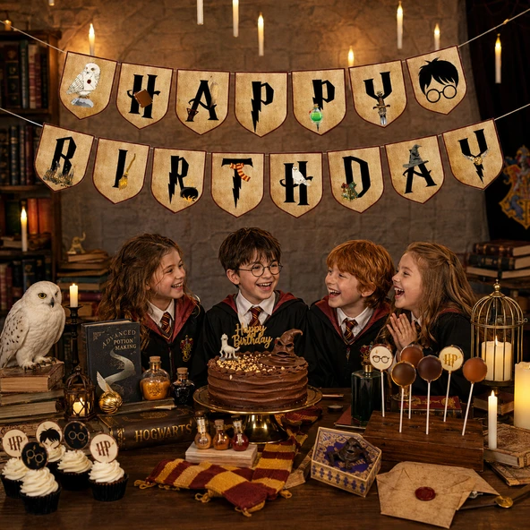 Harry Potter Happy Birthday Banner Çocuk Doğum Günü Parti Süsü Dekorasyonu ürün görseli 1