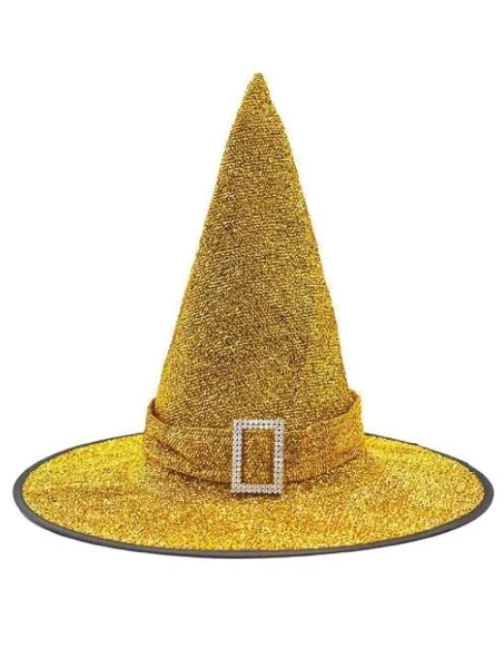 Hallowen cadı şapkası tokalı kemerli simli Gold ürün görseli 1