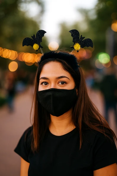 Halloween Cadılar Bay.2li Siyah Yarasa Taç Tüylü ürün görseli 1