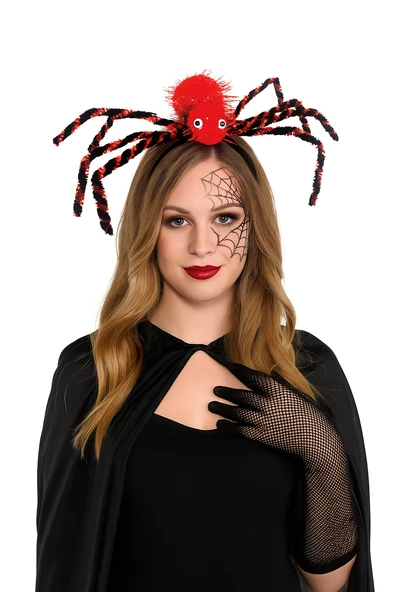 Halloween CadılarTaç Örümcek Ayaklı Çizgili kırmız ürün görseli 1